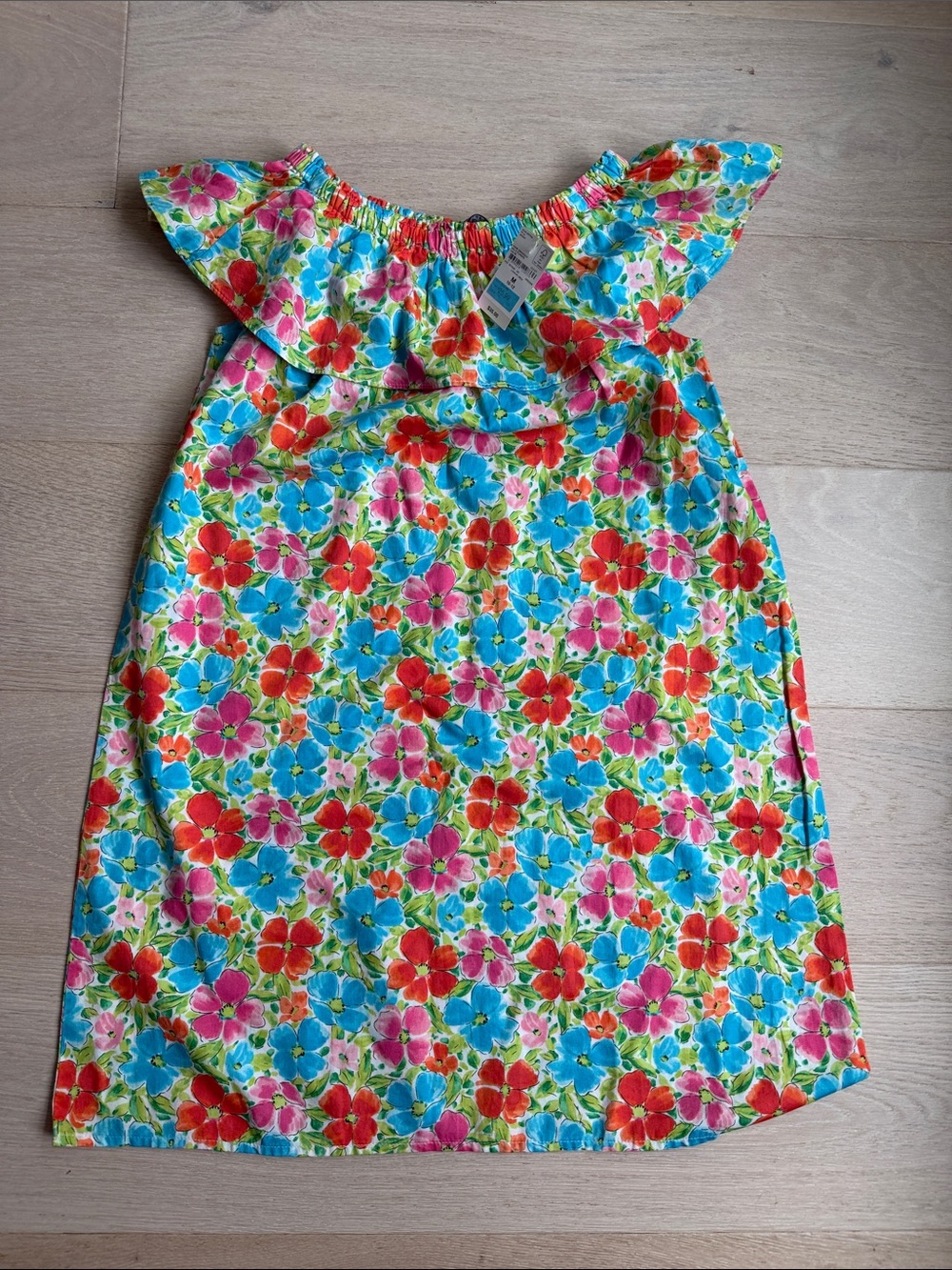 New lands end Girls' Floral Off-Shoulder Summer Dress - Multicolor sz med 10-12